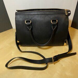 Charming Charlie Black Structured Satchel / Crossbody Bag – Black & Gold